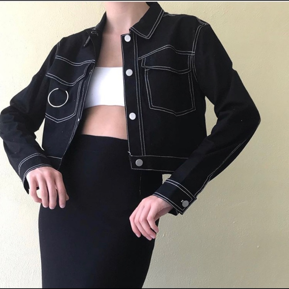 The Vintage Shop denim stylejacket w/ white piping